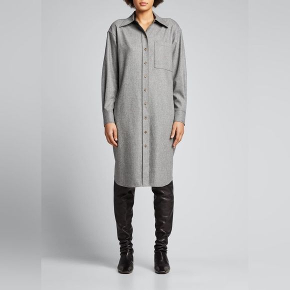 Lafayette 148 New York Dresses & Skirts - Lafayette 148 New York Grey Wool Cashmere Blend Flannel Shirtdress Size XXL 2X